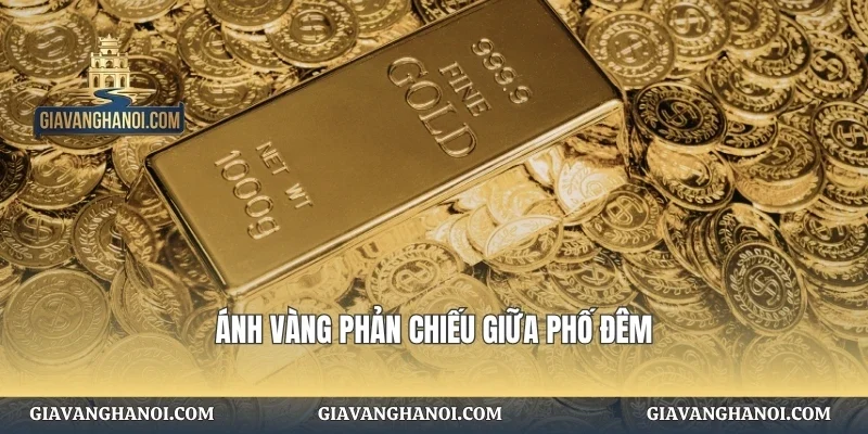 Ánh vàng phản chiếu giữa phố đêm