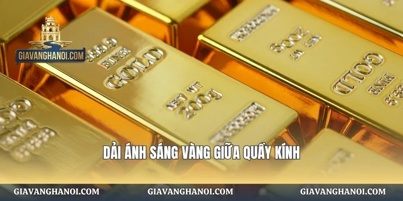 Dải ánh sáng vàng giữa quầy kính